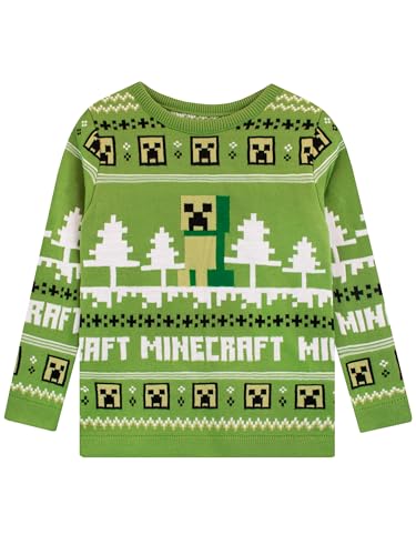 Minecraft Boys Christmas Jumper Green 11-12 Years