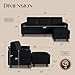 POYISOU Convertible Sectional Couches for Living Room, 3 Seats L Shaped Sofa with Storage Ottoman and 2 Cup Holders, Modern Corduroy Couch Small Sofas for Small Space Apartment Office, Black