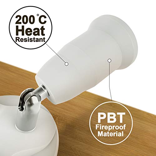 dicuno 3 in 1 e26 light socket splitter adapter standard base led bulb converter 360 degrees adjustable 180 degree bendable 3 way bulbs socket holder