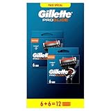 Gillette ProGlide Recharges de Lames de Rasoir pour Homme, Pack de 12 Recharges de Lames, 6 + 6 Lames, Rasage Confortable et Précis