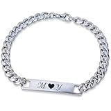 Genérico Pulsera Personalizable Unisex, Acero Inoxidable Hipoalergénico, Grabado Láser, Dorado y Plateado, Cajita de Regalo Incluida