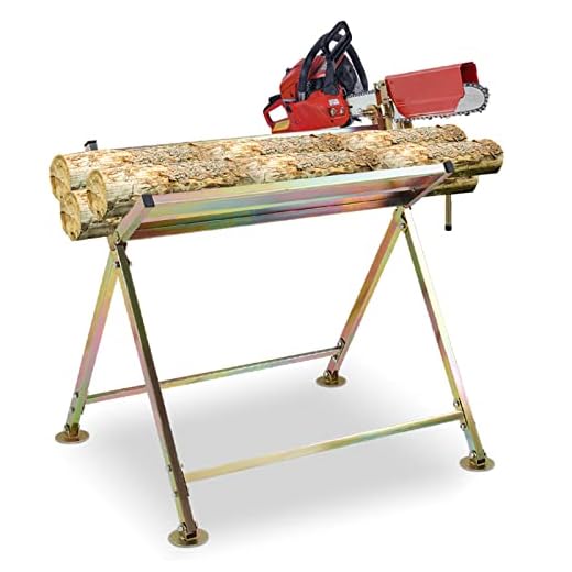 Herrselsam Cavalletto per sega con supporto per motosega, protezione catena, asta di misura, fino a 150 kg, 81 x 72 x 78,5 cm, supporto per sega pieghevole, adatto per segherie, officine