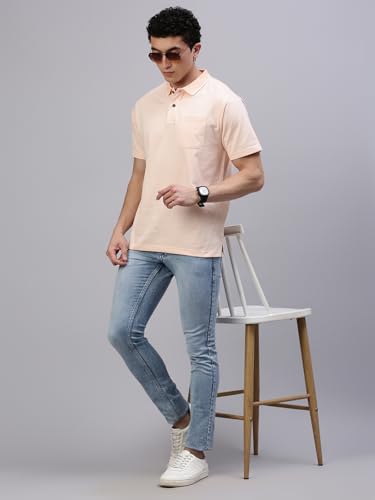 Image of Classic Polo Men's Half Sleeve Polo Neck Authentic Fit Striped Cotton T-Shirt