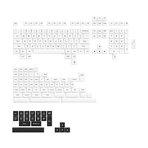 Akko Black and White Keycaps (Bow),195-Key SAL Profile ABS Double Shot White Keycap Set with Mac Keys for...