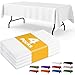 Niuara White Plastic Table Cloth - 4 Pack 54" × 108" Rectangle Disposable Tablecloths for 6FT Tables, Table Cover for Party, Holiday & Gathering Use