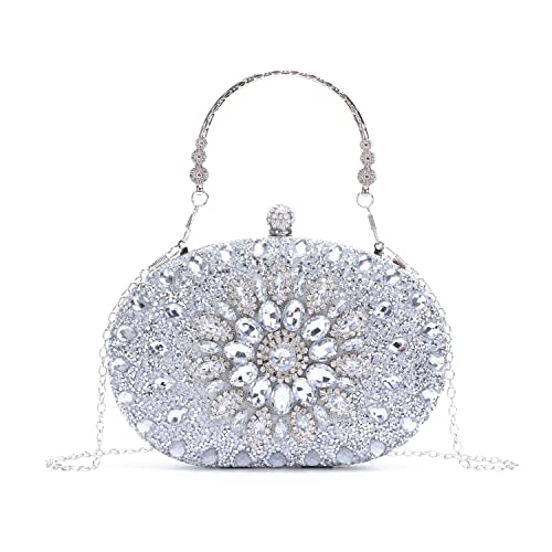 ❤ Capacità perfetta: le borse da sera con strass luccicanti hanno abbastanza spazio per contenere portafogli, chiavi, cosmetici, rossetti e altri oggetti essenziali quotidiani. Dimensioni: 20 x 14 x 5 cm.
