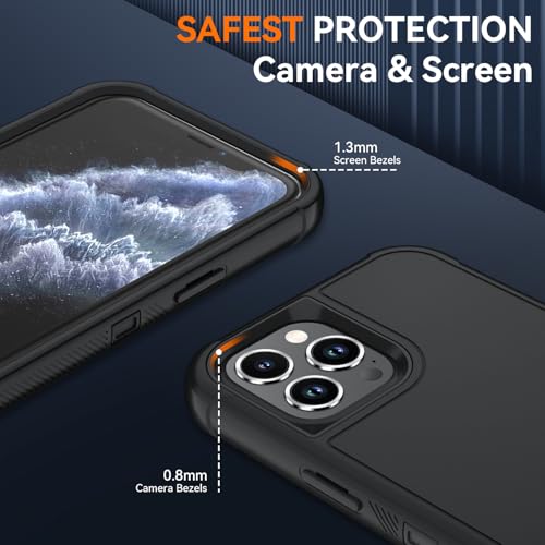 Image of SunStory Compatible with iPhone 11 Pro Max Case with HD Screen Protector, 3-Layer Heavy Duty Full-Body Cover,3 in 1 Hybrid Protective Case for iPhone 11 Pro Max 6.5 inch,Black
