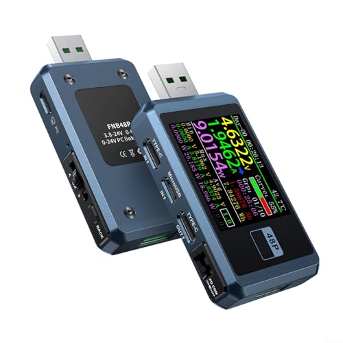 Testeur USB FNB48P voltmètre ampèremètre bleu avec écran TFT 1.44 pour protocole PD QC