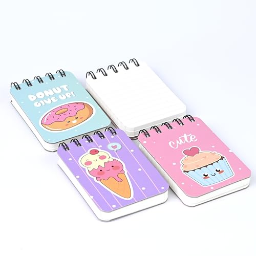 Image of Pocket-Size Notepad (Pack of 4) 100 Pages, Mini Memo Pads for Daily Notes, Lists, Work & Journaling (7x12 cm) Notepad for Office - Dessert Dreams