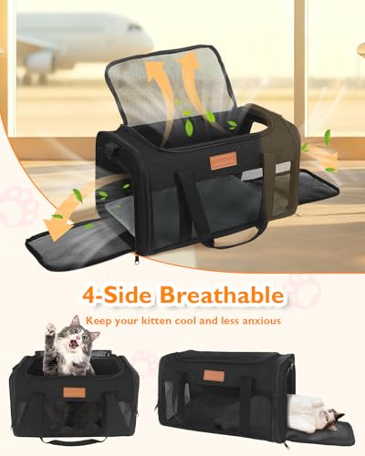 Image of PETUX Airline Approved Pet Carrier for Small Cats up to 12 lb, Black