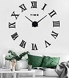 Large DIY Wall Clock Kit, 3D Modern Frameless Wall Clock with Mirror Number Stickers for Home Living