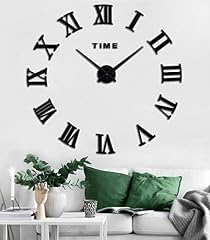 Large DIY Wall Clock Kit, 3 D Modern Frameless Wall Clock with Mirror Number Stickers for Home