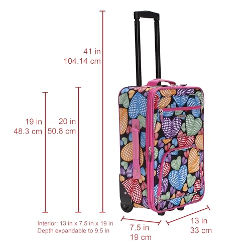 Image of Rockland Fashion Softside 2 Piece Luggage Set, Expandable, (14 inch Tote /19 inch Upright), New Heart