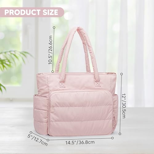 Teamoy Puffy Embroidery Bag Organizer, Cross Stitch Bag with Multiple Pockets, Embroidery Project Bags for Cross Stitch Kits, Pink by Teamoy - Image 4