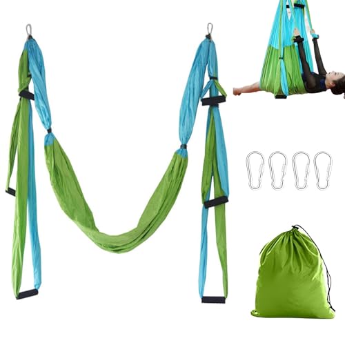Aerial Yoga Hängematte Set, Aerial Yogatuch, Verstellbar Yoga Schaukel Tuch, Schaukeltuch, Yogatuch Zum Aufhängen für Pilates Ballett Cheerleading Gymnastik, Kapazität 200kg