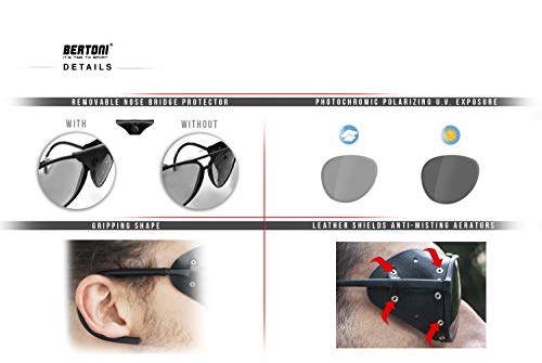 Bertoni Glacier Polarized Sunglasses For Mountain Hiking Trekking Ski Mod Alps Italy (Black - Photochromic Polarized) #TOP4