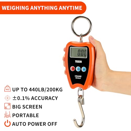 digital crane scale 300kg660lbs 200kg440lbs with led handheld mini hanging scale for garage farm hunting fishing etc200kgplastic shellorange