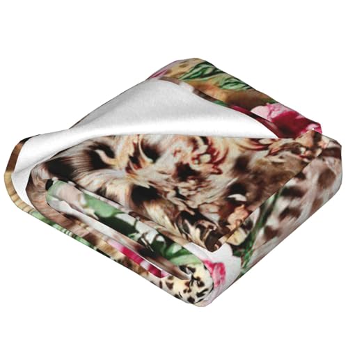 Couverture polaire lit imprimé léopard rose plaid canapé chaud - 4