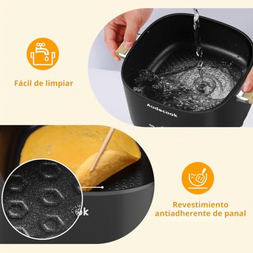Miniatura 6 de Audecook Olla Eléctrica, 2.5l Portátil Mini Antiadherente Multicooker Para 1-3 Personas, Perfecto Para Ramen Fideos Pasta Sopa Huevo Avena Negro