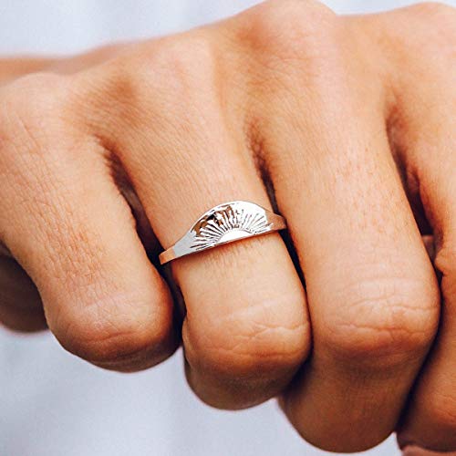 Pura Vida Silver Rising Sun Ring - Brass Base Band, Rhodium Plating - Size 8 #TOP1