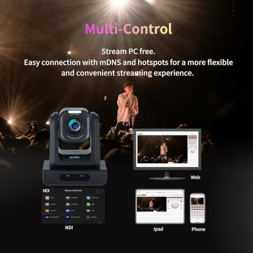 Image of zowietek 4K PTZ Camera(Native NDI|HX3), ZowiePTZ, Ergo-Ease Remote, ZowieX APP Manager, 25X Optical+12X Digital Zoom, Black, SDI /HDMI /USB, RTSP /RTMP(s) /SRT Stream, Meeting, Church, Event, Teaching