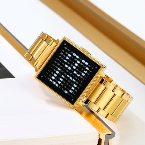 Image of Gosasa Square Men's Luxury Watches Fashion Creative Multifunctional Waterproof Wristwatch, Stainless Steel or Gold and Silver - Toned Leather Strap Gifts for Men