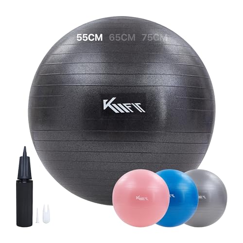 KM-Fit Gymnastikball 55cm | Trainingsball mit Luft-Pumpe | Sitzball Büro...