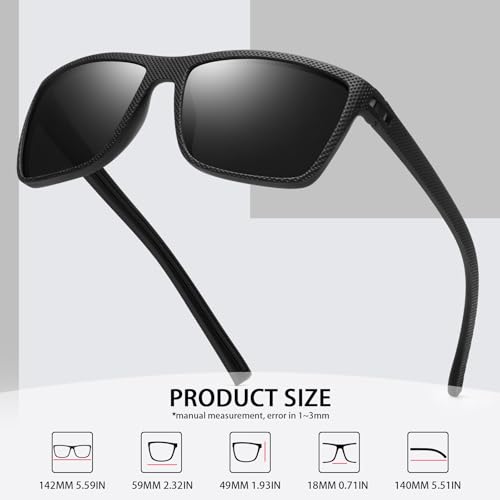 Image of Square Polarized Sunglasses for Men Vintage Style Driving Travel Sun Glasses Lightweight Frame UV Protection Eyewear
