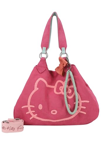 Sac bandoulière Hello Kitty grand format avec bouton-pression et toile robuste