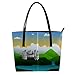 Produktbild Handtaschen für Frauen, Damen-Handtasche aus Mikrofaser-Leder, großes Fassungsvermögen, Damen-Handtasche mit Tragegriff und Cartoon-Schloss, 39,9 x 29 x 8,9 cm