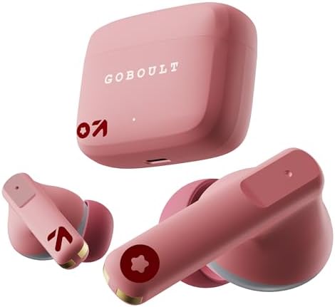 GOBOULT Z60 Made in India Ear Buds Wireless 60H Playtime, 4 ENC Mics Clear Calling, 50ms Low Latency Gaming, 13mm Bass Driver Earbuds Bluetooth Wireless Earphones (Flamingo Pink)
