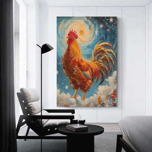 Cuadros decorativos de gallos en lienzo para renovar paredes de salon vacias 3