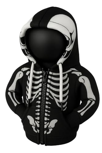 Yajeea Halloween Gear Shift Hoodie – Universal 2” Car Gear Shift Knob Cover, Warm Soft Polyester Skeleton Shifter Hoodie for Spooky Car Interior Decoration