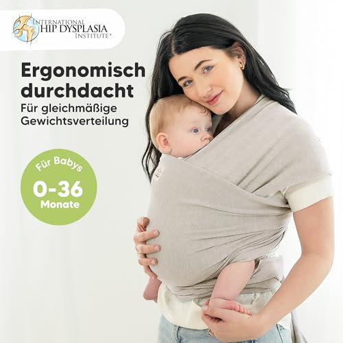 KeaBabies Babytrage Ab Geburt - Atmungsaktive Babytragetücher, Babytrage Neugeborene Ab Geburt, Babytuch Tragetuch Baby Neugeborene, Kleinkind Handfreie Baby Carrier (Stone Gray)