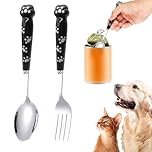 AffeGifts Pet Food Spoon 7.68in, Long Dog Food Fork and Pet Can Spoon Cat Food Spoon Fork Stainless Steel Dog Cat Feeding Spoon for Wet Food