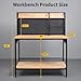 Workbench with LED Light & Power Strip, 48'' Heavy Duty Garage Work Bench with Storage Shelves, Pegboard, USB & Type-C Ports, Tool Table for Workshop, Garage, Studio, Warehouse, 3D Printer Table