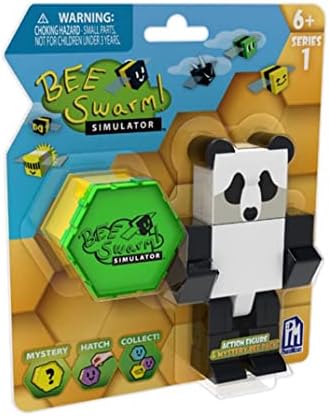 Bee Swarm Simulator – Panda Bear Action Figure Pack w/ Mystery Bee & Honeycomb Case (5” Articulated Figures & Bonus Items, Series 1)