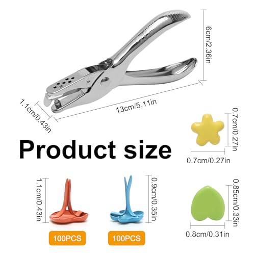 200 Stück Mini Brads Bunt mit Lochzange, Musterbeutelklammern Metall Rundkopfklammern Scrapbooking Brads für Basteln Kartenherstellung DIY Handwerk Büro Papier