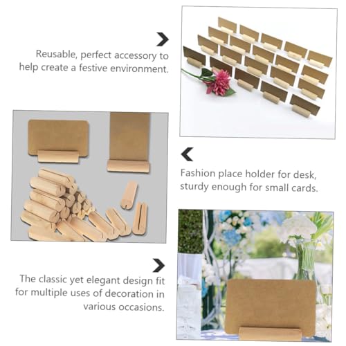 Soporte para tarjetas de visita de madera beige PRETYZOOM de 40 piezas resistente 3