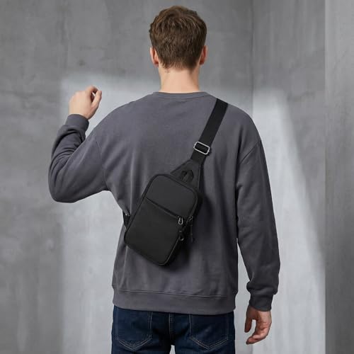 ProElife Mini Sling Bag, Waterproof Crossbody Chest Bag, Lightweight Belt Bag with Adjustable Strap & Multiple Pockets (Black) by ProElife - Image 8