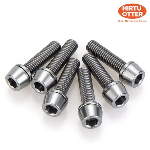 Image of 6 pcs M5 x 16 Titanium Allen Hex Bolts with Washer Screws & Wrench, for Bicycle Stems /Bike Handlebars /Brake Systems /Motorcycles /Camping Gear, Tapered Head Anti-Corrosion Fasteners(Natural Titanium)
