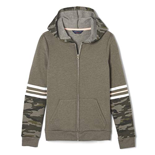 French Toast Moletom com capuz frontal com zíper para meninas, Sage Heather, 4T