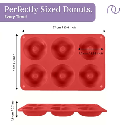 Image of Frenchware Donut Shape Silicone Mould, Pack of 1, 6 Cavity Baking Tray | For Fondant, Doughnuts, Muffin Cupcake, Microwave Safe, and Home Bake DIY