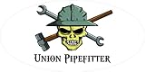 3 - Union Pipefitter Skull Hard Hat / Helmet Stickers 1 1/2