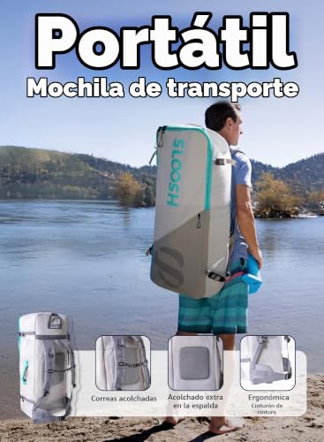 Miniatura 5 de Sloosh Tabla De Paddle Surf Hinchable, 10 6 Stand-Up Paddle Con Accesorios Premium, Cubierta De Eva Antideslizante, Bolsa De Transporte Con Bomba, Ripple Sup Para Jóvenes Adulto, Brisa Aqua