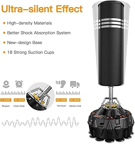 YOLEO Adult Freestanding Punch Bag MMA Boxing Partner Heavy Duty Boxing Bag ABS Base with 18 Suction Feet