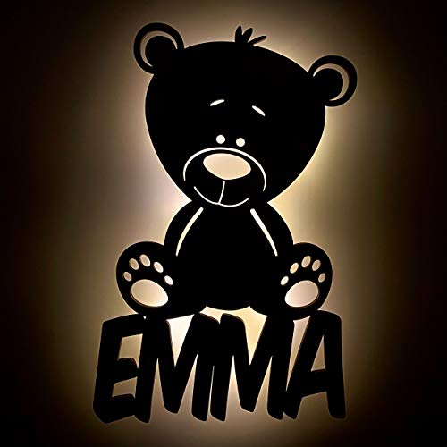 Preisvergleich Produktbild Schlummerlicht / Nachtlicht"Bärchen" - personalisiert mit Namen - Optional mit Zugschalter und Lackierung