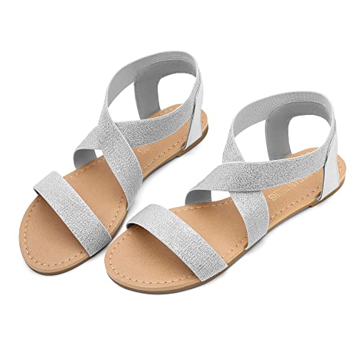 Image of DREAM PAIRS Women's Elastic Ankle Strap Flat Sandals Summer Dressy Shoes Cute Strappy Gladiator Sandals