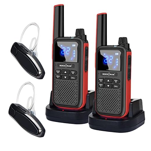 SOCOTRAN Walkie Talkies for Adults,Rechargeable Walkie Talkies with Bluetooth Earpiece Headset Wireless,NOAA Two Way Radio with USB Charging Cable & Vibration,for Car Camping Outdoor Long Talk Range