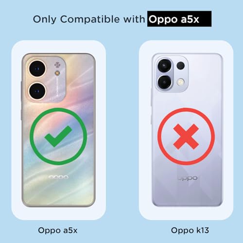 Image of Pikkme Back Cover for Oppo A5x PC + TPU Clear Transparent Raised Edges Shockproof Protective Phone Bumper Case(Transparent)